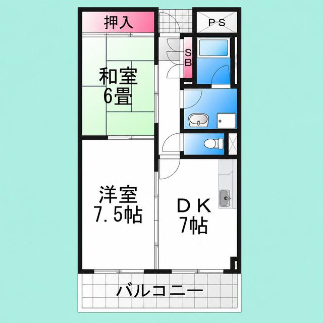 リベラルアージ(2DK/6階)の間取り写真