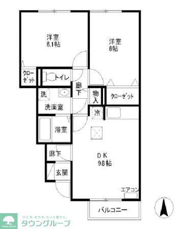 ラプランタンB(2DK/1階)の間取り写真