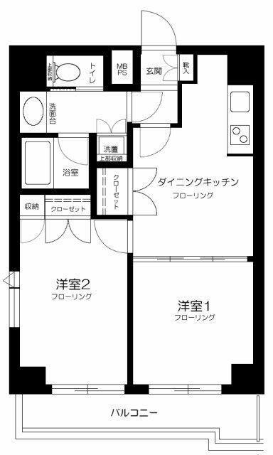 ルーブル中野沼袋弐番館(2DK/8階)の間取り写真