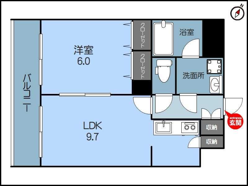 WILLDO礎町(1LDK/8階)の間取り写真