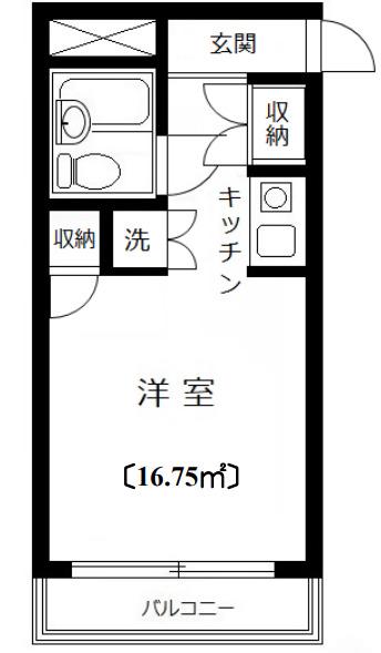 ウィンベルソロ木場第一(1K/2階)の間取り写真