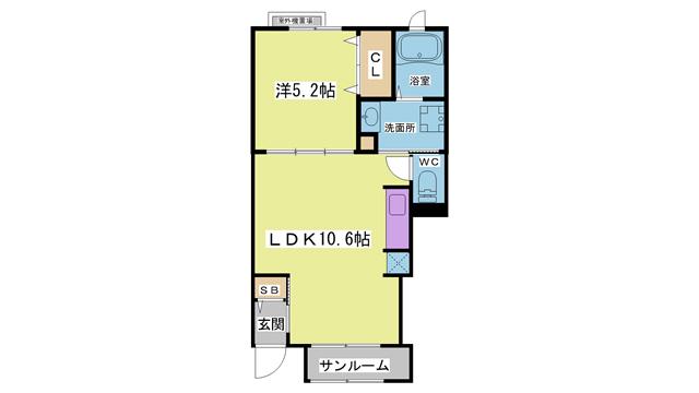 アドニス C(1LDK/1階)の間取り写真