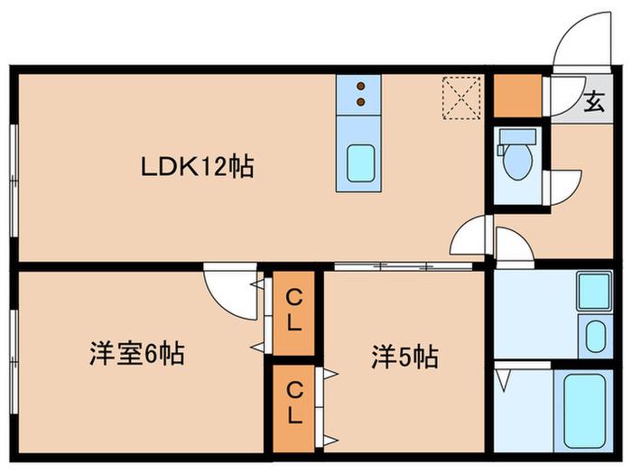THE UNDERZ SUITE RESIDENCE(2LDK/1階)の間取り写真