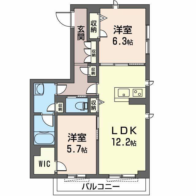 クラヴィエ(2LDK/2階)の間取り写真