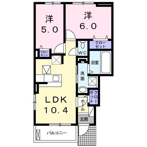 ネオ・プリムローズ(2LDK/1階)の間取り写真