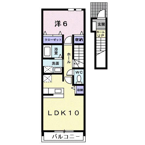 トレフル A棟(1LDK/2階)の間取り写真