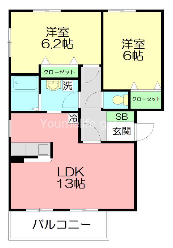 ベルムアロージョ(2LDK/1階)の間取り写真
