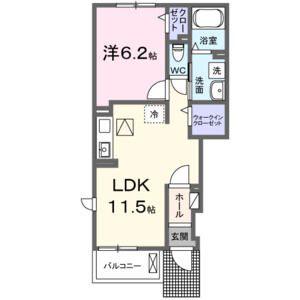 ラ―ク H(1LDK/2階)の間取り写真