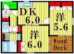 クレセントコート(2DK/1階)の間取り写真