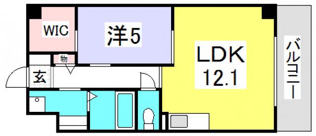 南観音FLATS(1LDK/7階)の間取り写真