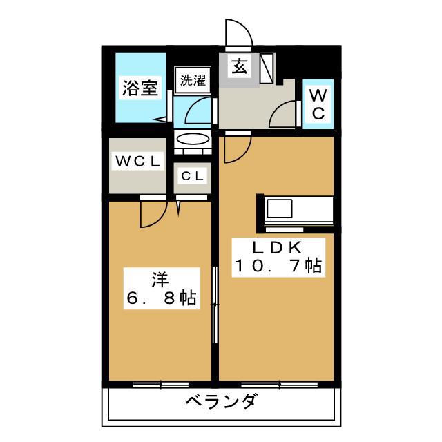 エルヴェ松江(1LDK/2階)の間取り写真