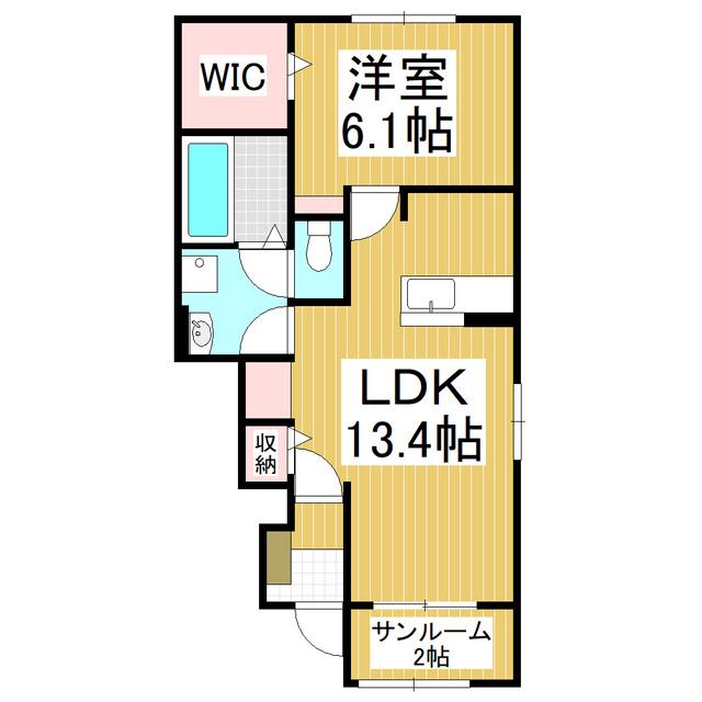ウィステリアD(1LDK/1階)の間取り写真