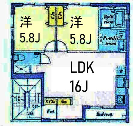 MASTERS伊勢佐木町(2LDK/3階)の間取り写真