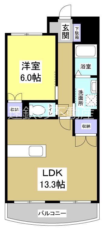 グランドゥール(1LDK/1階)の間取り写真