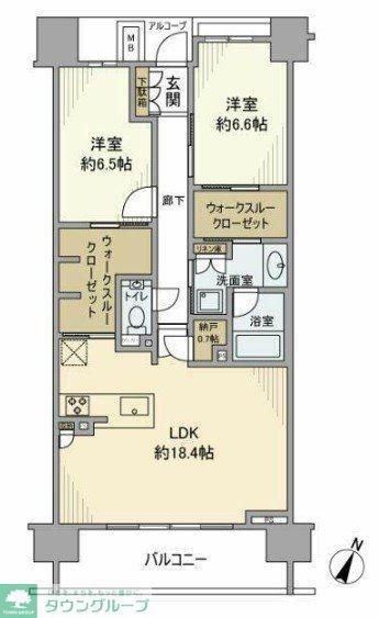 ドレッセWISEたまプラーザA棟(2LDK/9階)の間取り写真