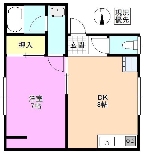 コーポKN(1DK/2階)の間取り写真