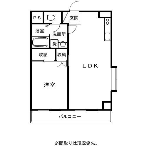サンライズ清武(1LDK/4階)の間取り写真
