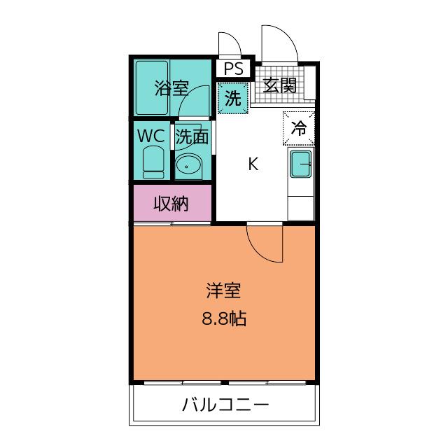 ベリーズ朝日(1K/3階)の間取り写真
