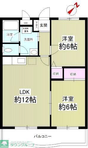ベルレージュ南柏(2LDK/1階)の間取り写真
