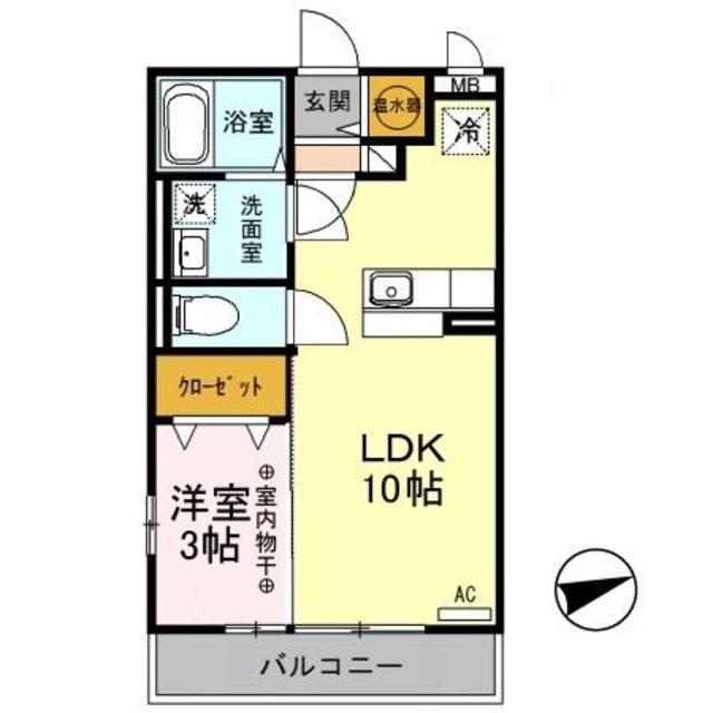 エスポワール(1LDK/3階)の間取り写真