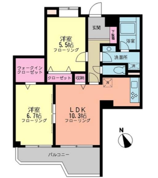 ガーデンフォート目黒(2LDK/3階)の間取り写真