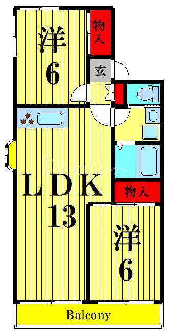 ハビテ葛西(2LDK/5階)の間取り写真