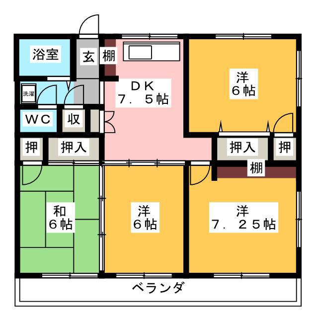 サンライト並木(4DK/1階)の間取り写真