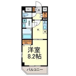 プランドール城見通(1K/5階)の間取り写真