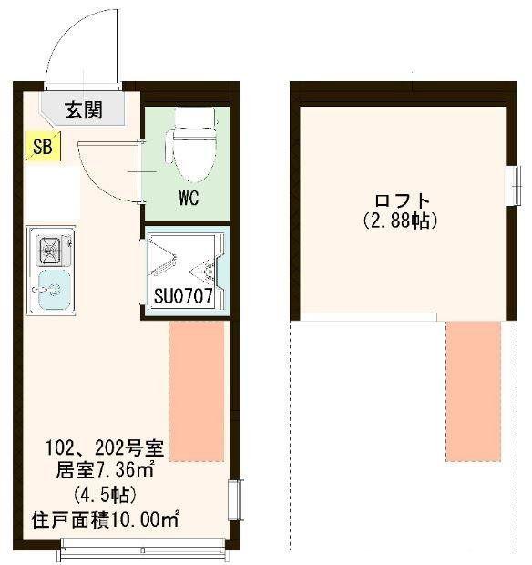 ハーモニーテラス南町(ワンルーム/2階)の間取り写真