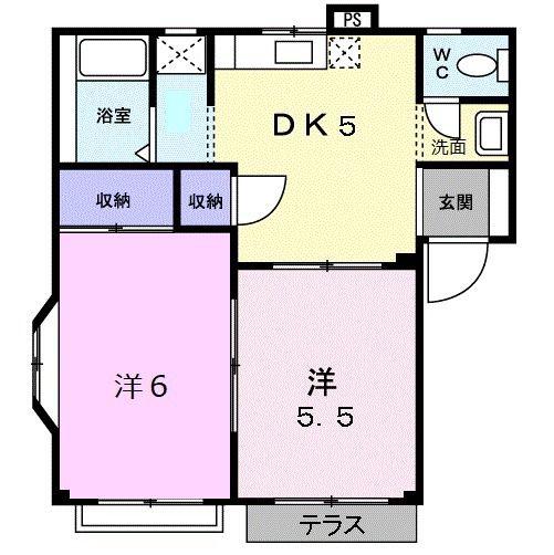 サンビレッヂ(2DK/1階)の間取り写真