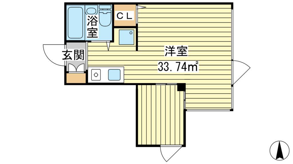 TKビル(1K/6階)の間取り写真