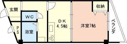 ブルーハイツ月読橋(1DK/2階)の間取り写真