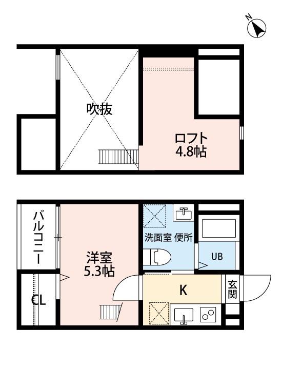 アクア鳴海(1K/2階)の間取り写真