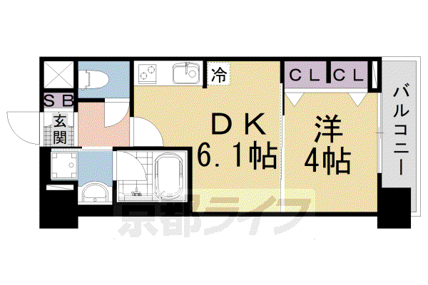 ベラジオ雅び烏丸十条II(1DK/2階)の間取り写真