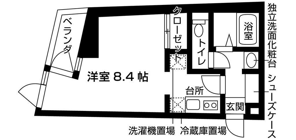02/HM(ワンルーム/8階)の間取り写真