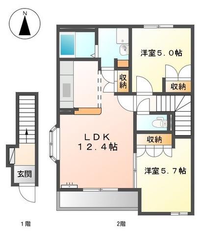ソレイユM.T(2LDK/2階)の間取り写真