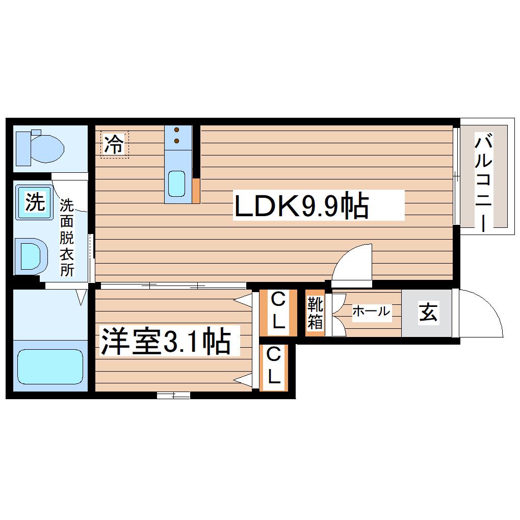 AIN MINAMISENDAI(1LDK/1階)の間取り写真