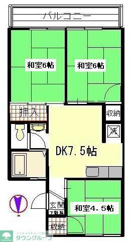 パレス篠宮・西(3DK/2階)の間取り写真