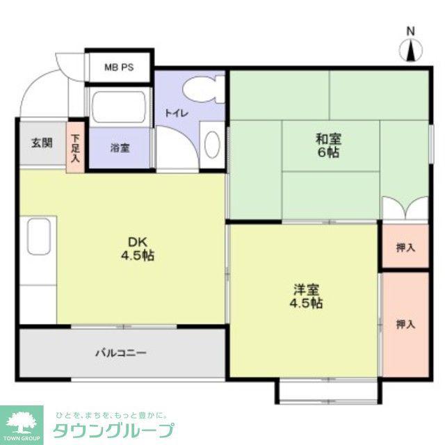 仁平ビル(2DK/2階)の間取り写真