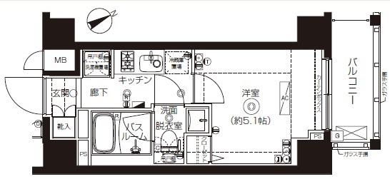 ZOOM上板橋(1K/2階)の間取り写真
