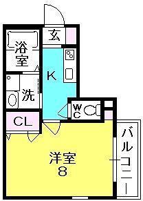 ルヴァンディス夙川(1K/1階)の間取り写真