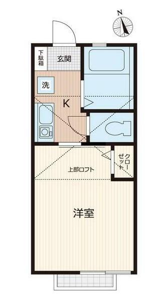 G・Aヒルズ保土ヶ谷A棟(1K/2階)の間取り写真