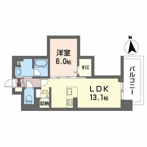 クオリア覚王山(1LDK/6階)の間取り写真