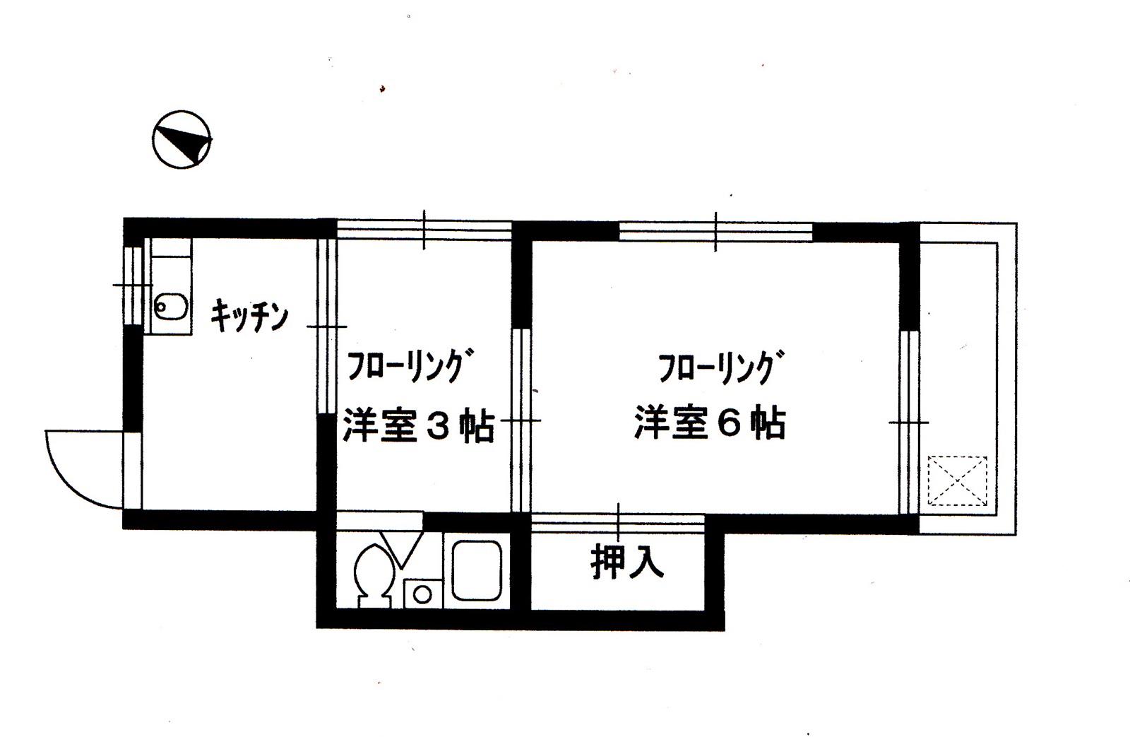 吉菊荘(2K/2階)の間取り写真