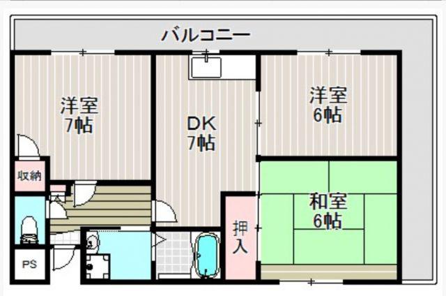 プレステージアスカ(3DK/3階)の間取り写真