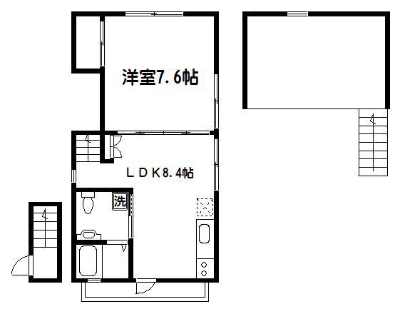 さくらハイツ(1LDK/2階)の間取り写真