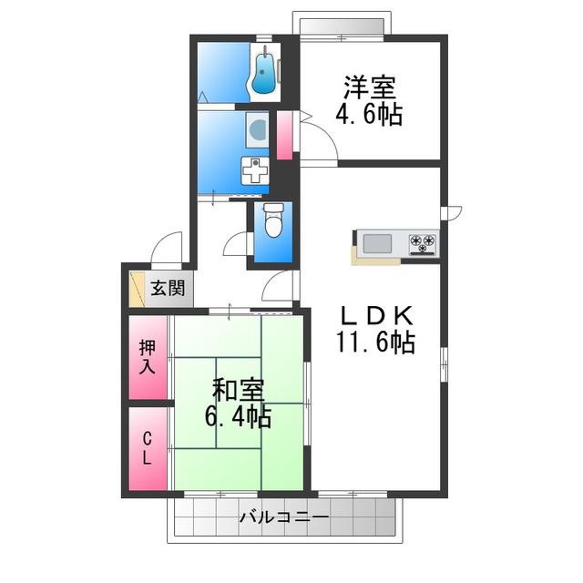 DAIKENN浜寺南町(2LDK/2階)の間取り写真