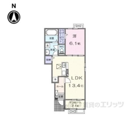 ソレイユ1(2LDK/2階)の間取り写真