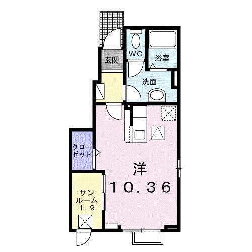 ユ・クラルテ(ワンルーム/1階)の間取り写真