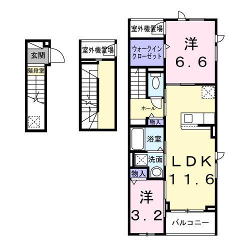 アルカディアIII(2LDK/3階)の間取り写真